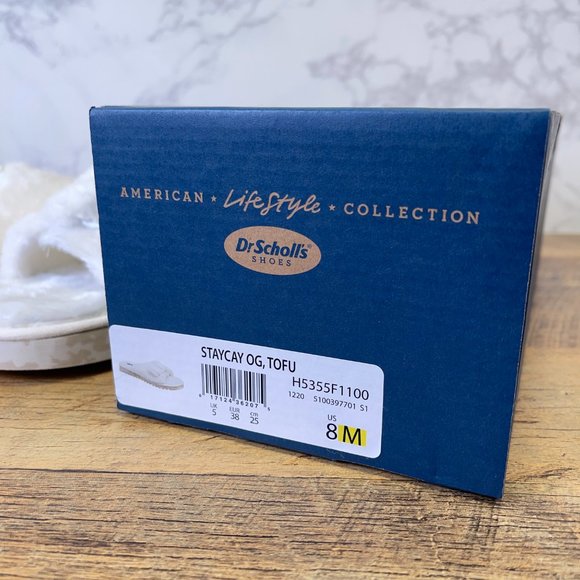 Dr. Scholl's Shoes Women's Staycay OG Slipper Tofu White Faux Fur Size 8 - Picture 10 of 12